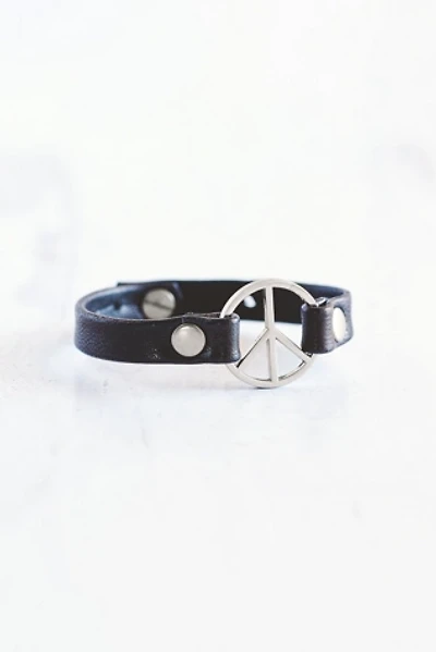 Giving Bracelets Antique Silver Peace Maker Leather Bracelet