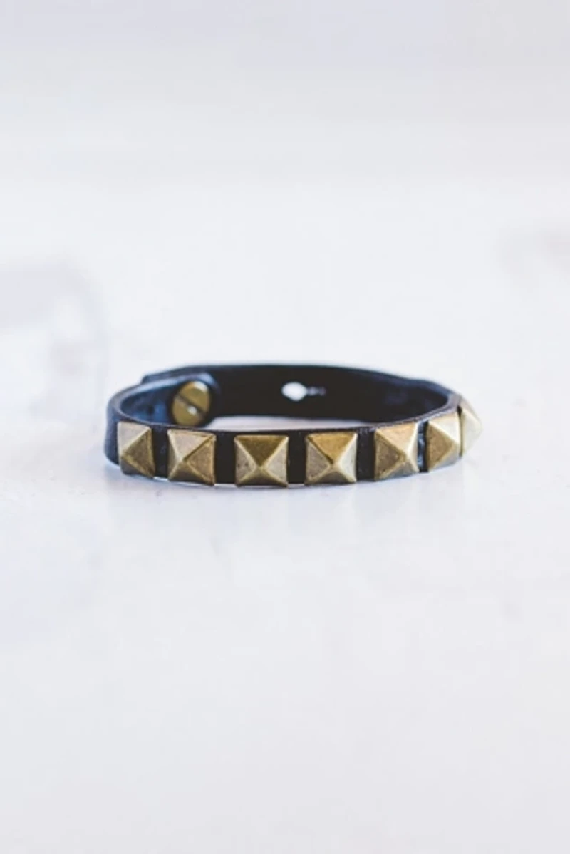 Giving Bracelets Antique Brass Rockstar Leather Bracelet
