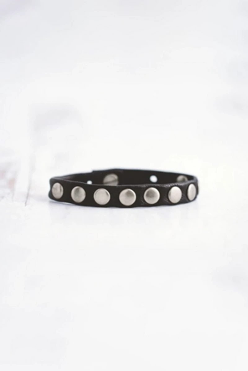 Giving Bracelets Brushed Silver Tribe Leather Bracelet