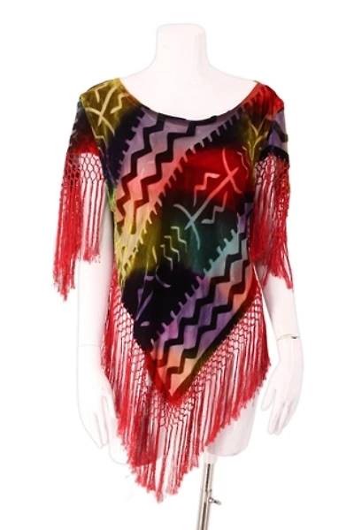 1990s Ombrè Devorè Velvet Fringe Blouse Selected By Ritual Vintage