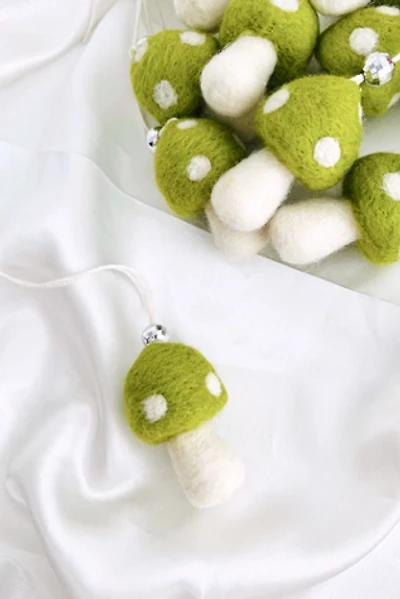Golden Hour Designs Green Felt Mushroom Ornaments Set