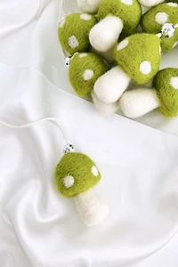 Golden Hour Designs Green Felt Mushroom Ornaments Set