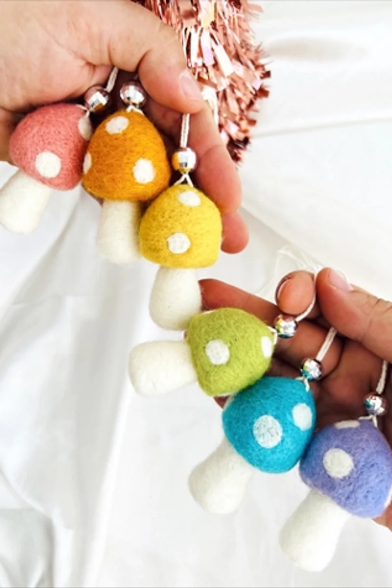 Golden Hour Designs Purple Felt Mushroom Ornaments Set