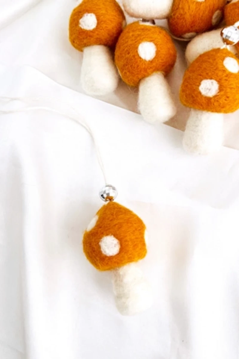 Golden Hour Designs Orange Felt Mushroom Ornaments Set