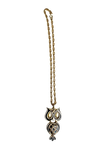 Vintage 1970s Articulated Enamel Owl Necklace Selected by SharpLilTeeth