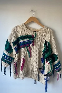 Isabel Marant White and Green Knit Sweater Selected by The Curatorial Dept.