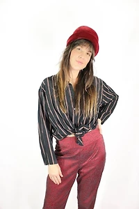 Hendrix Burgundy Tapestry Flare Pants Selected By Moons + Junes Vintage