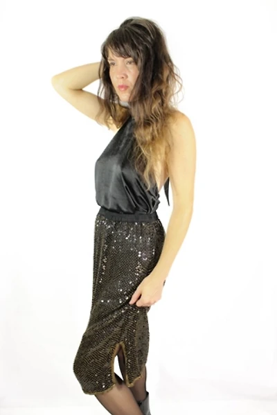 Memory Lane Sequin Slit Skirt Selected By Moons + Junes Vintage