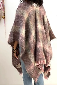 Anna Corinna Fuzzy Plum Plaid Poncho