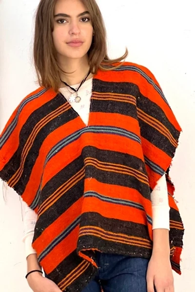 Anna Corinna Clementine Striped Woven Wool Poncho