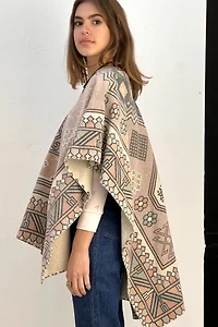 Anna Corinna Geometric Print Woven Cotton Poncho