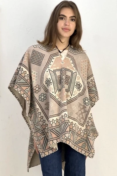 Anna Corinna Geometric Print Woven Cotton Poncho