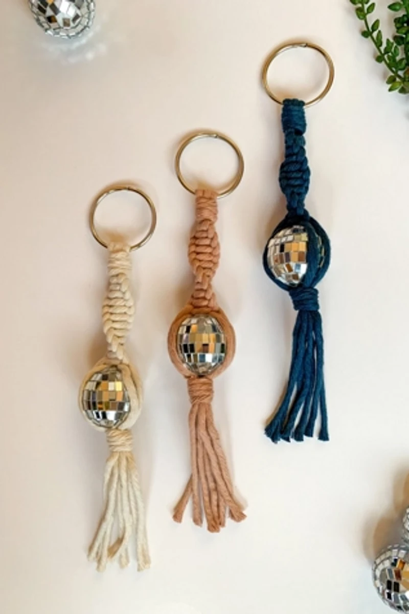 Macramé  Disco Ball Car Charm