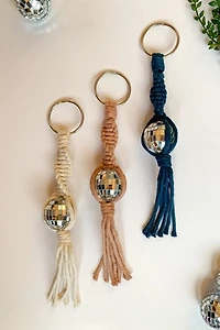 Macramé  Disco Ball Car Charm