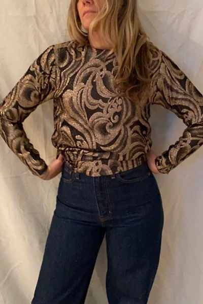 Vintage Black and Gold Floral Motif Shirt Selected By KA.TL.AK