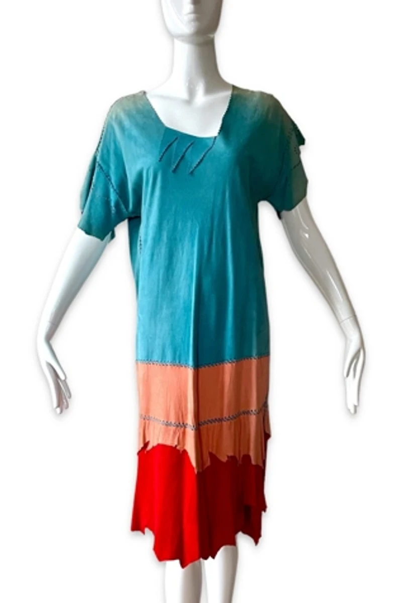 70’s Boho Suede Colorblock Dress Selected by MARMALADE