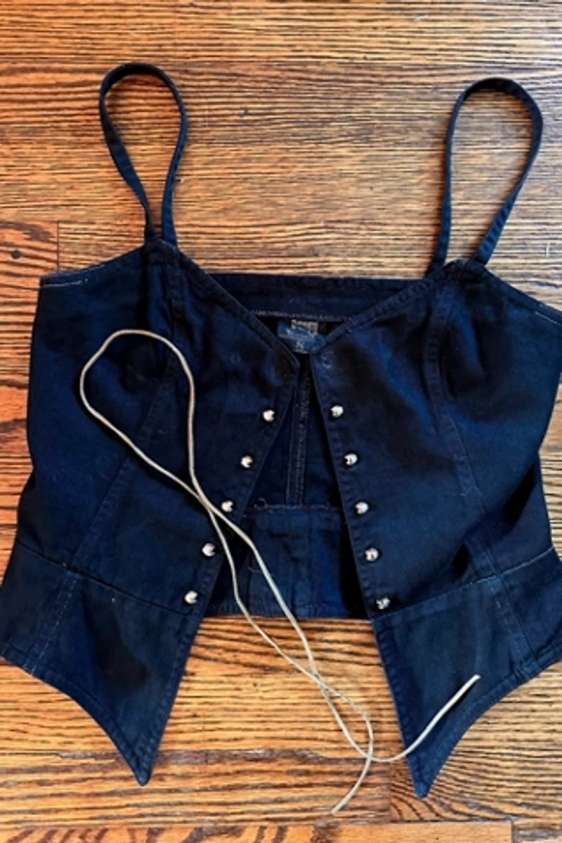 1990s JAG Lace Up Denim Top Selected by Cherry