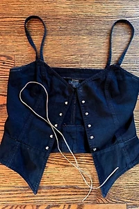 1990s JAG Lace Up Denim Top Selected by Cherry