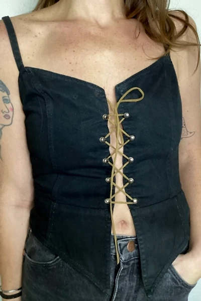 1990s JAG Lace Up Denim Top Selected by Cherry
