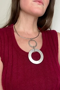 Mid Century Silver Choker with Lunar Pendant Selected by Cherry