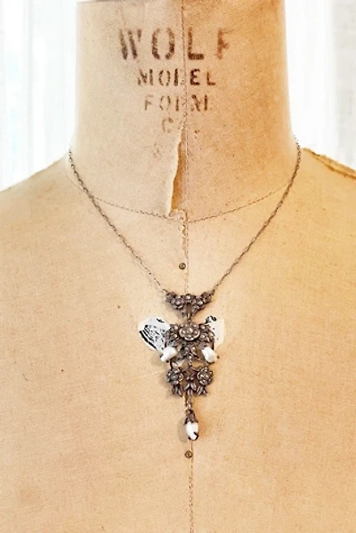 Vintage Art Deco Sterling Marcasite Pearl Necklace Selected by FernMercantile