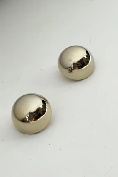 Vintage Shiny Silvertone Dome Button Clip Earrings Selected by FernMercantile