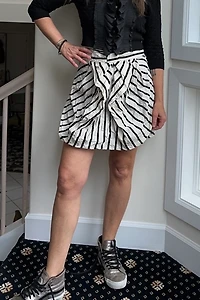 Balloon Hem Striped Mini Skirt Selected by KA.TL.AK