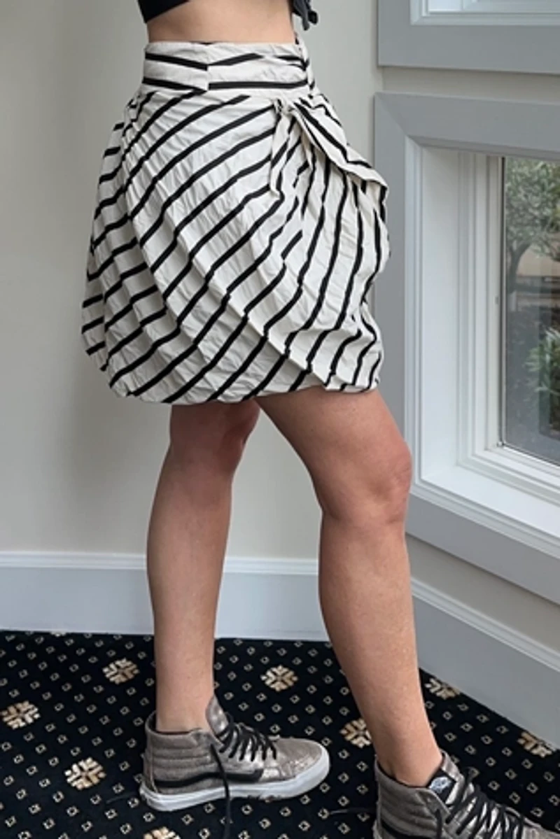 Balloon Hem Striped Mini Skirt Selected by KA.TL.AK