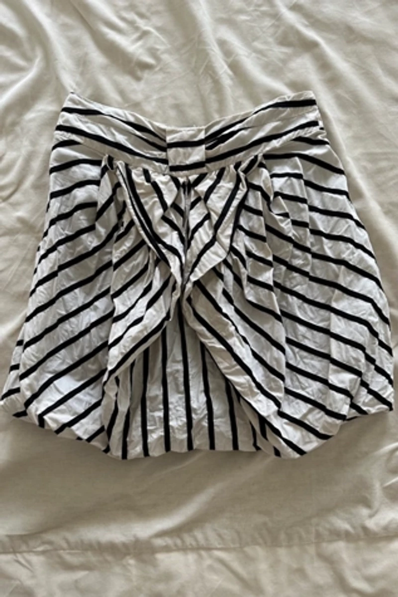 Balloon Hem Striped Mini Skirt Selected by KA.TL.AK