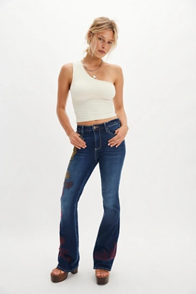 Driftwood Wyatt Embroidered Flare Jeans