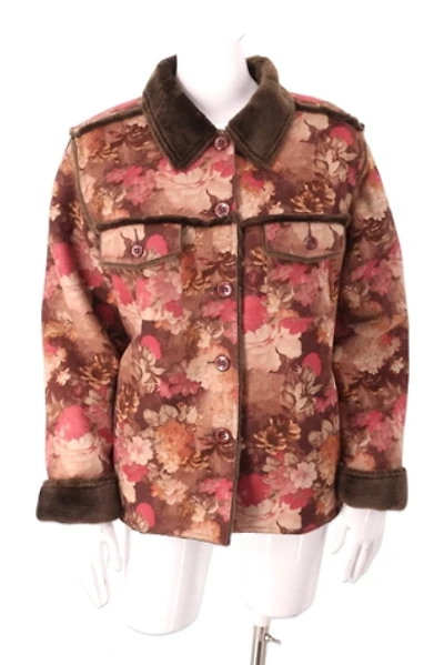 1990s Floral Print Faux Suede Jacket Selected By Ritual Vintage