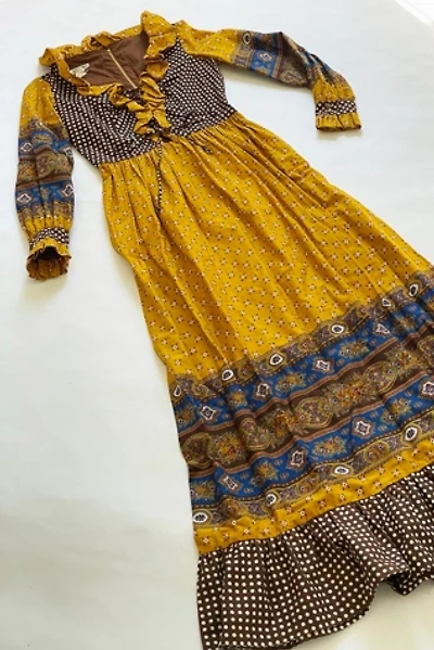 Vintage 1970's Magnin Corset Maxi Dress Selected by FernMercantile
