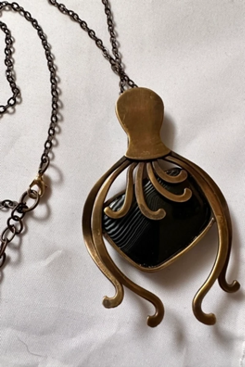 1950s Abstract Modernist Necklace with Stone Selected by Cherry