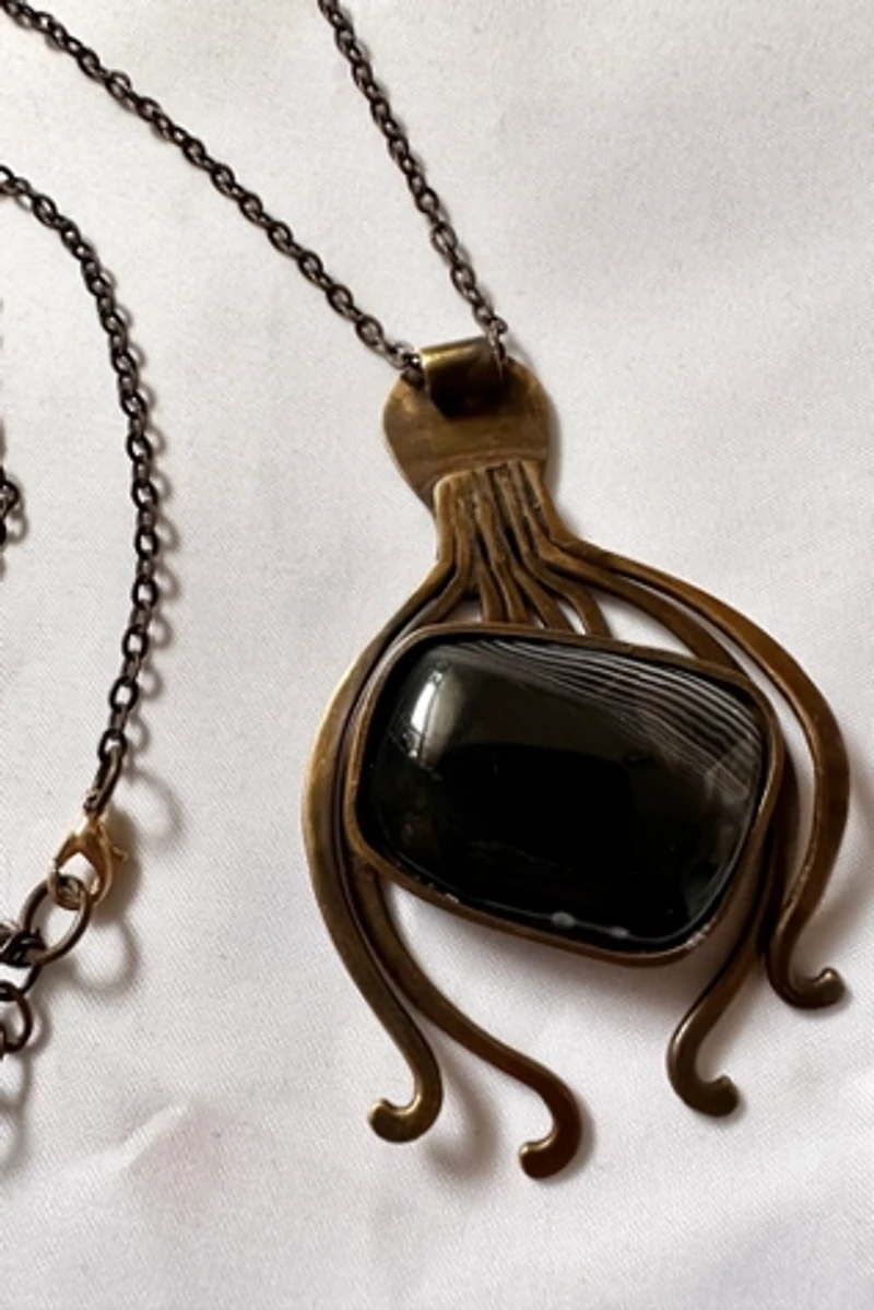 1950s Abstract Modernist Necklace with Stone Selected by Cherry