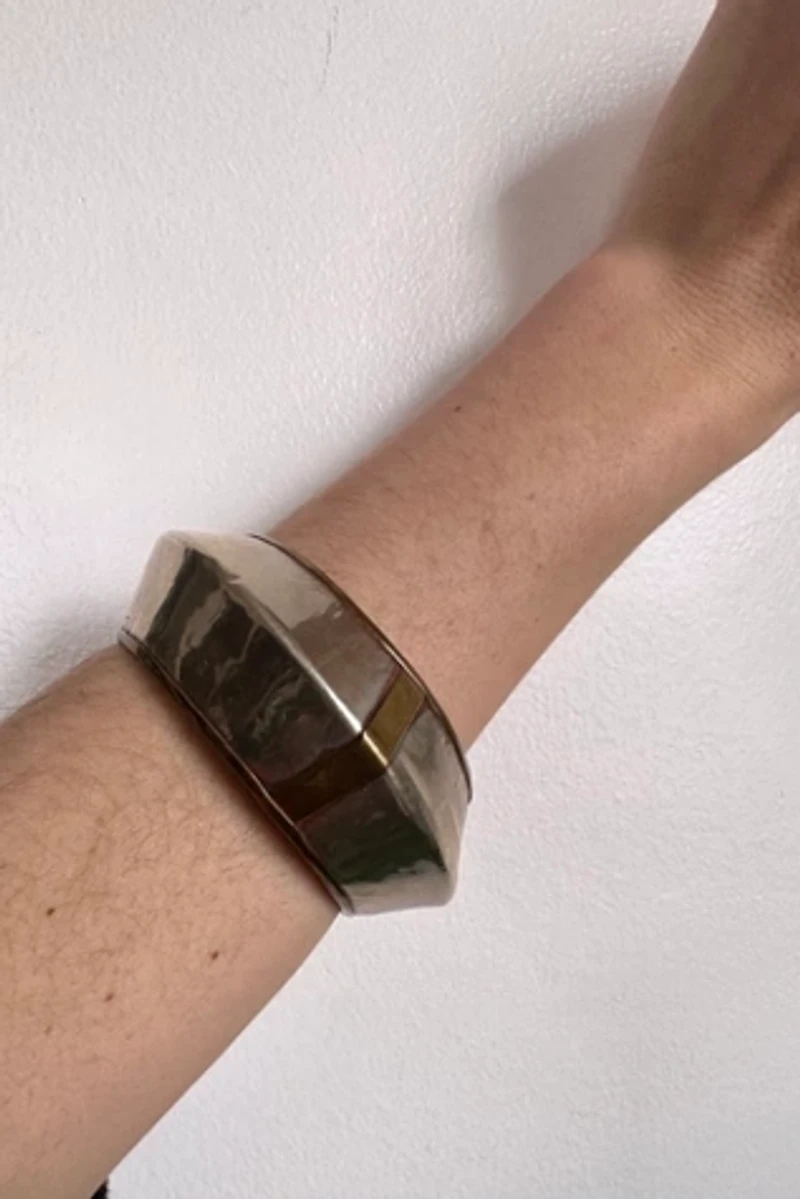 1980s Brass and Metal Flying Saucer Cuff Selected by Cherry