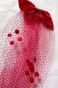 Deadstock 1950s Red Glamour Veil Hat Selected by Cherry