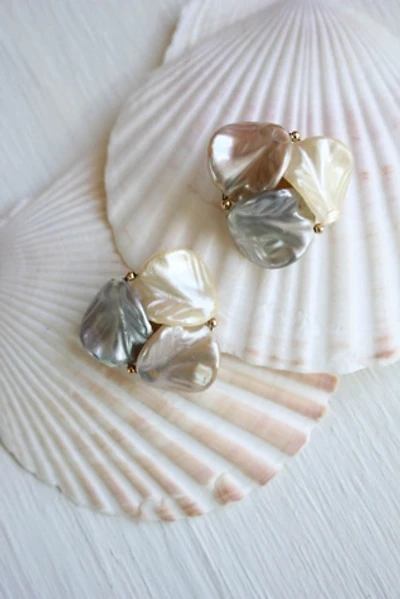 Vintage Mother of Pearl Shell Clip-On Earrings Selected By Moons + Junes Vintage