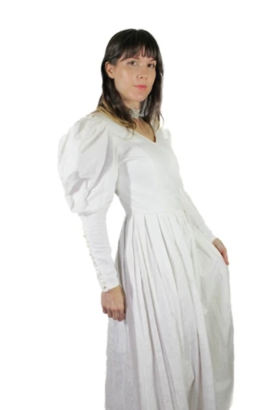 1980s Laura Ashley Cotton Wedding Dress Selected By Moons + Junes Vintage