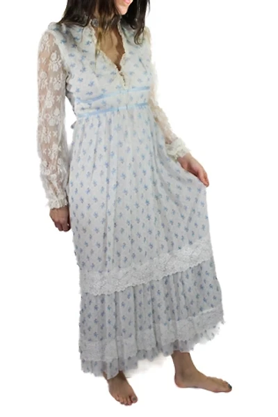 1970s Lace Sleeve Prairie Style Dress Selected By Moons + Junes Vintage