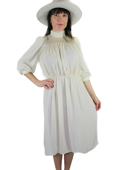 1970s Chiffon Turtleneck Midi Dress Selected By Moons + Junes Vintage