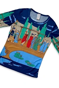 Scenic Print Scoop-Neck 70’s Top Selected by MARMALADE