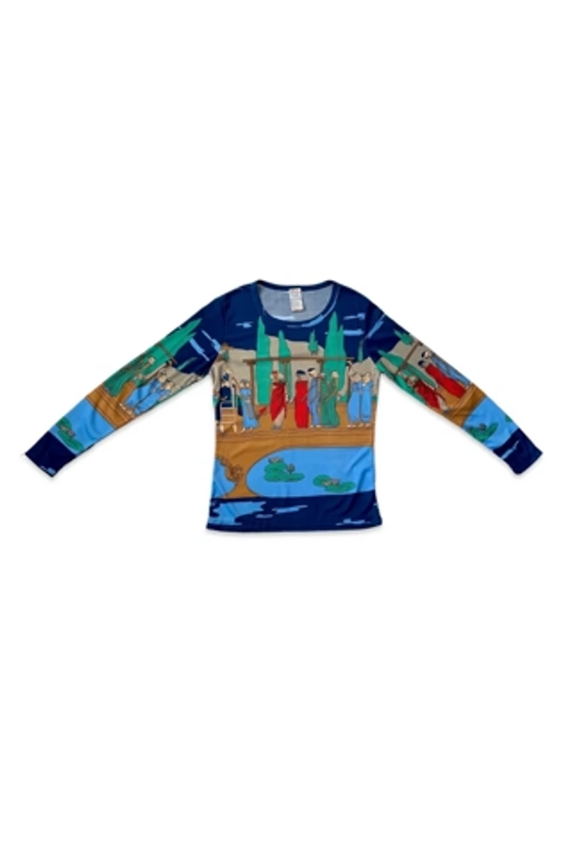 Scenic Print Scoop-Neck 70’s Top Selected by MARMALADE