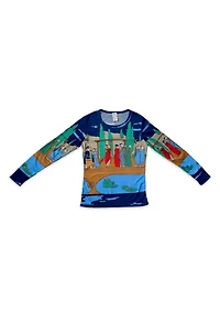 Scenic Print Scoop-Neck 70’s Top Selected by MARMALADE