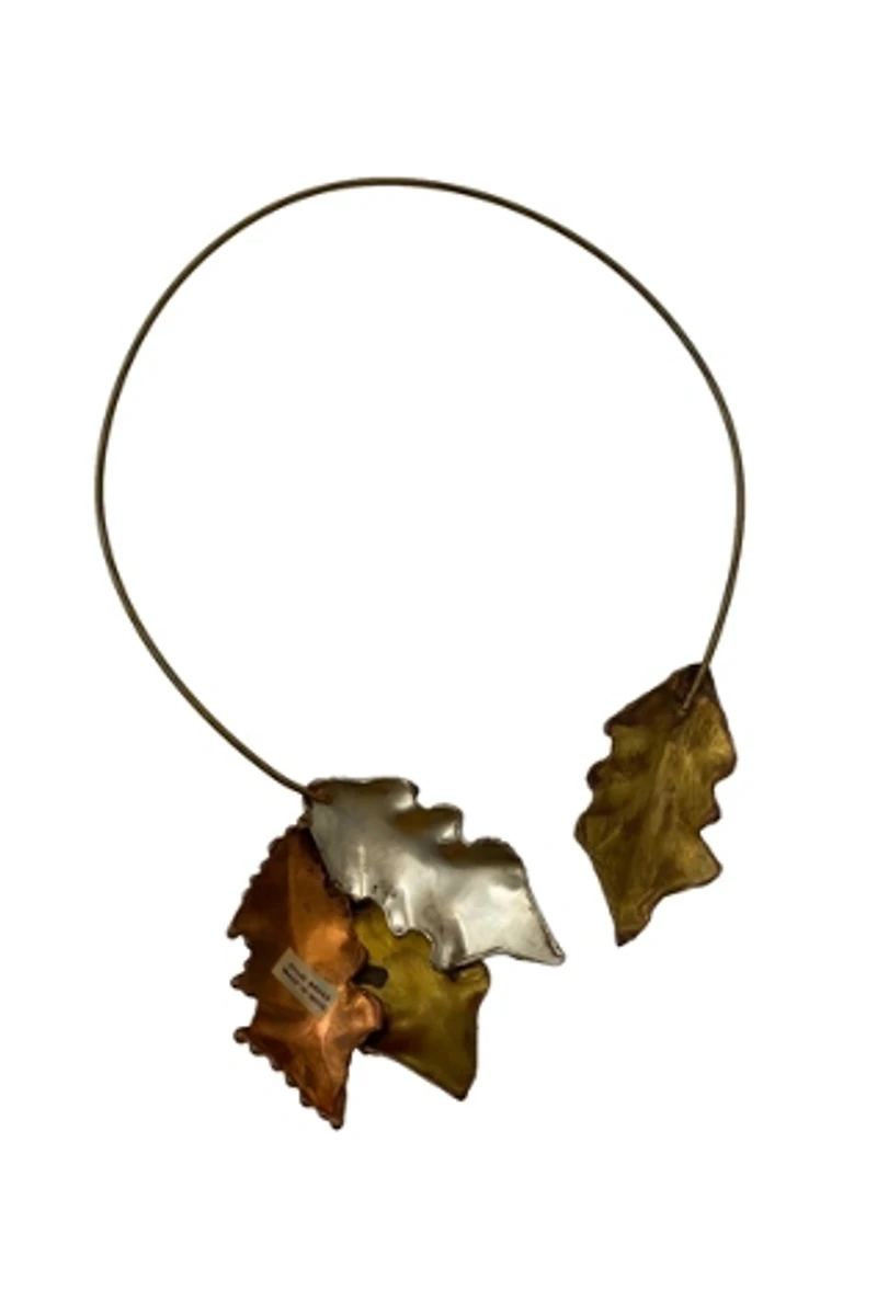 1980s Brass & Copper Leaf Cuff Necklace Selected by BusyLady Baca & The Goods