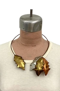 1980s Brass & Copper Leaf Cuff Necklace Selected by BusyLady Baca & The Goods
