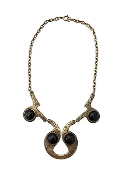 1970s Vintage Silver Tone Oynx Necklace Selected by BusyLady Baca & The Goods
