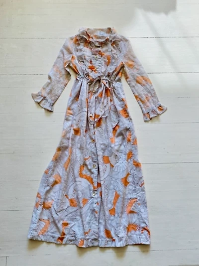 Vintage Peach Ruffled Dress Selected by Atlantic Vintage