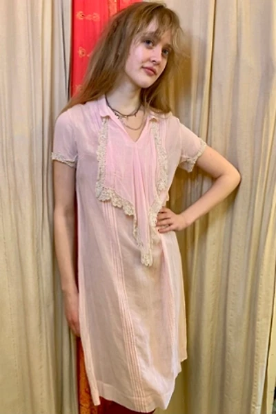 Vintage 1920s Sheer Sleeveless Dress with Ruffle Neckline Selected by Nomad Vintage