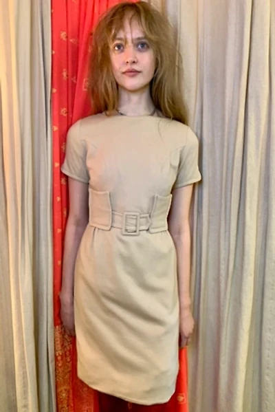 Vintage 1960’s Sculpted Cream Wool Dress Selected by Nomad Vintage