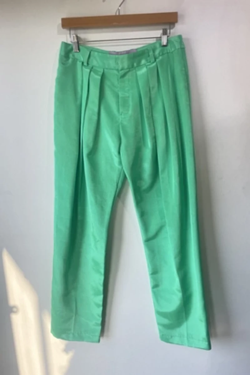 Mia Vesper Shiny Green Trousers Selected by The Curatorial Dept.